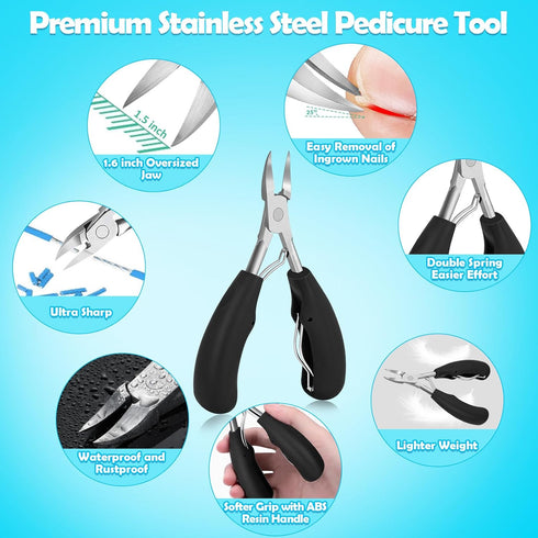 Modacraft 11PCS Ingrown Toenail Removal Kit, Effective Treatment with Toenail Clippers for Thick Toenails