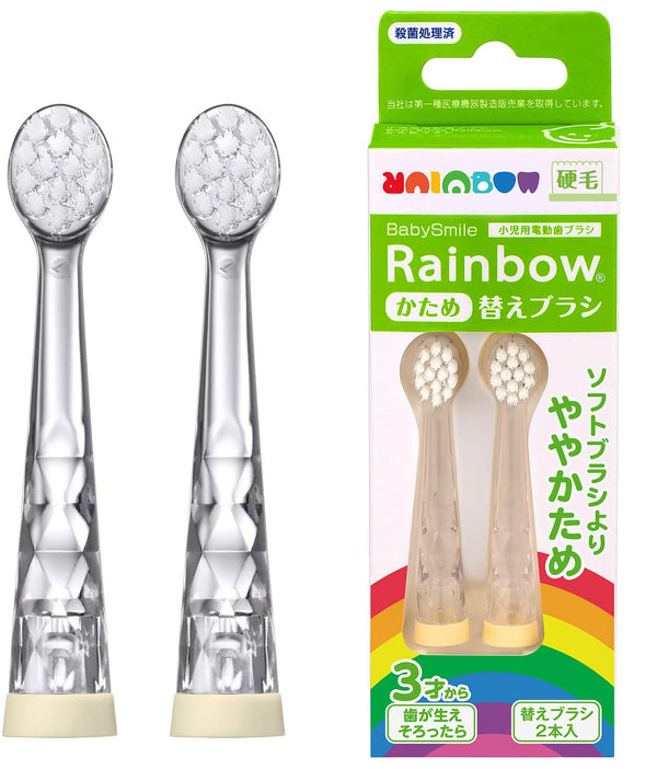 Baby Smile Replacement Brush Heads for Kids Sonic Electric Toothbrush, 2 Counts, Soft, Made in Japan, Ages 2-12