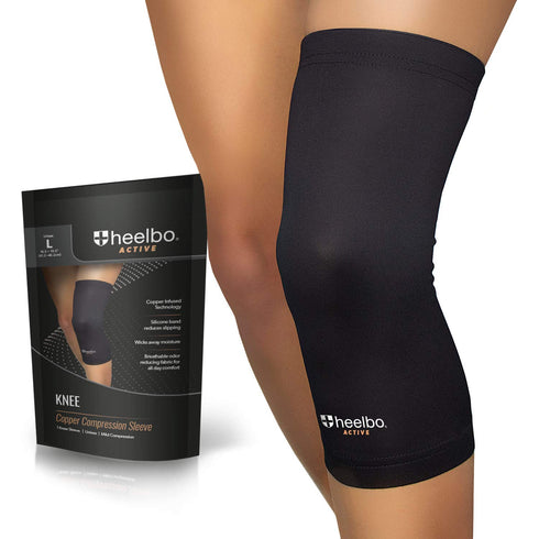 Knee Compression Sleeve, Large Black, with Copper Infused Fibers for Knee Pain Relief, Support for Running and Arthritis