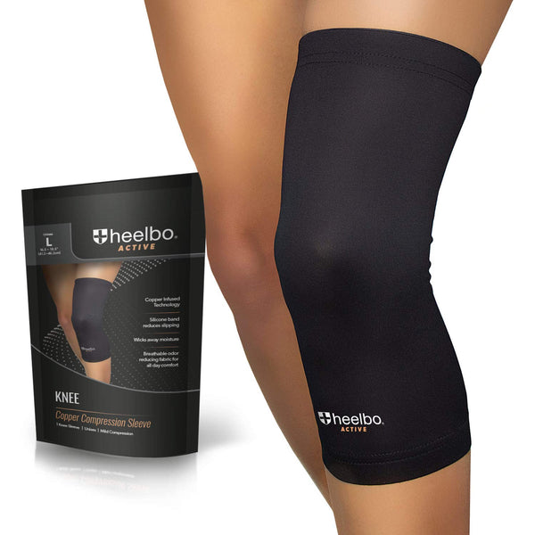 Knee Compression Sleeve, Large Black, with Copper Infused Fibers for Knee Pain Relief, Support for Running and Arthritis