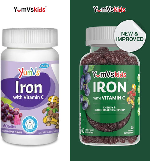 Iron Supplement for Kids - 5 mg Gummies with Vitamin C, Grape Flavor, Vegan, Kosher, Non-GMO - 60 Count