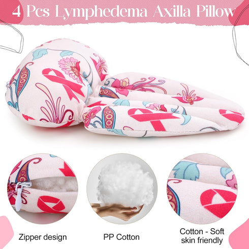 Juexica 4 Pcs Lymphedema Axilla Pillow - Mastectomy Recovery Pillow for Sleeping, Post Breast Surgery Pain Relief