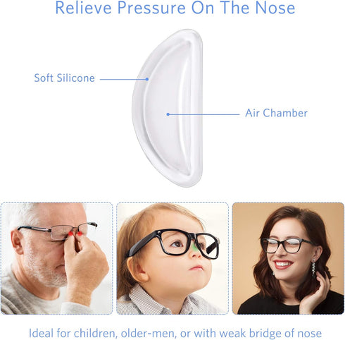Frienda Silicone Adhesive Eyeglass Nose Pads, Anti-Slip Nose Bridge Pads for Eyeglasses, 12 Pairs