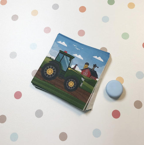 zxyxka 40Pcs Set Decoration(6.5in) Tractor Farm Dessert Napkins Car Locomotive Lunch Dinner Tableware Disposable Paper