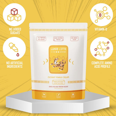 Coconut Mango Cream Boba Tea Whey Protein Isolate | 26g Grass-fed Whey Isolate Protein per Serving | No Added Sugars