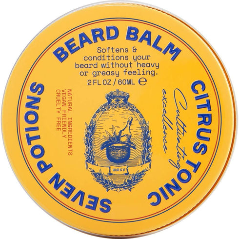 SEVEN POTIONS Beard Balm for Men, Conditioning Softener to Nourish Skin and Facial Hair, All-Natural, Vegan