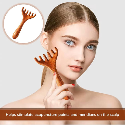 hinbkenla 2pcs 6 Five Touch Therapy Comb,Massage Claws,Saludea Fivetouch Therapy,Sandalwood Multi-Functional Handheld