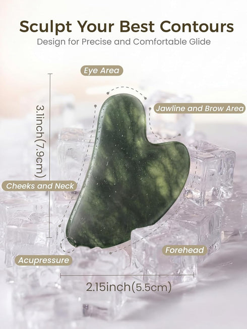 tophld Gua Sha Facial Tool Jade Guasha Tool for Face, Neck & Body Gua Sha Tool for Lymphatic Drainage, Puffiness