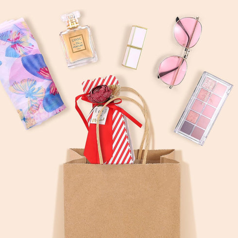 GSSUSA Brown Paper Bags, 5.25x3.75x8, 20 Pcs, Small Gift Bags with Handles, Sturdy Kraft Paper for Party Favor