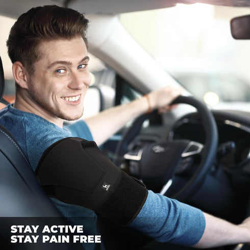 Astorn Adjustable Shoulder Brace - Compression Sleeve for Rotator Cuff & AC Joint Pain Relief with Ice Pack Holder for