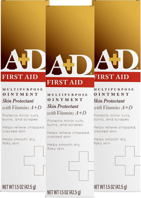 A+D First Aid Ointment - Multipurpose Dry Skin Moisturizer and Skin Protectant, 1.5 Oz (Pack of 3)
