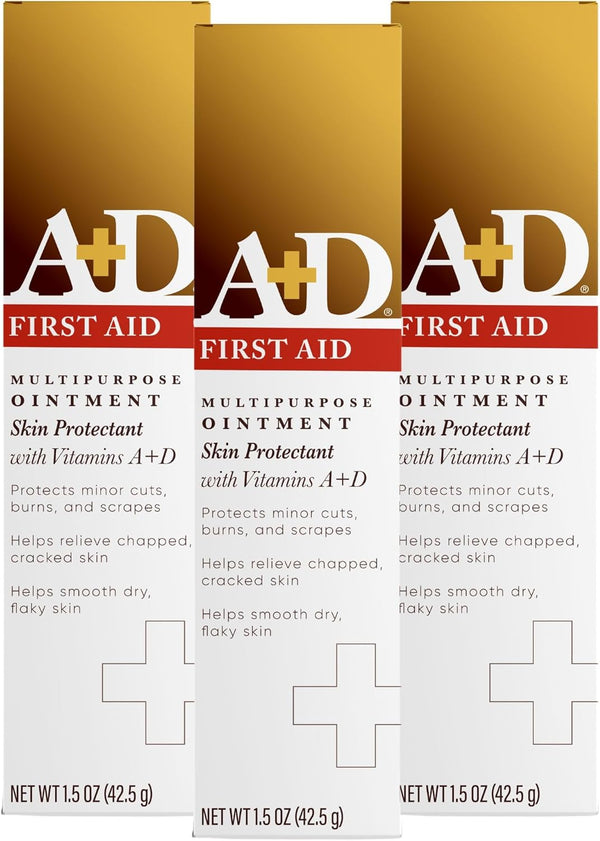 A+D First Aid Ointment - Multipurpose Dry Skin Moisturizer and Skin Protectant, 1.5 Oz (Pack of 3)