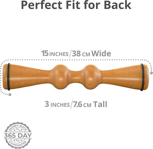 Body Back Wood Back Roller - Spine Stretcher & Aligner for Back Pain Relief and Muscle Recovery