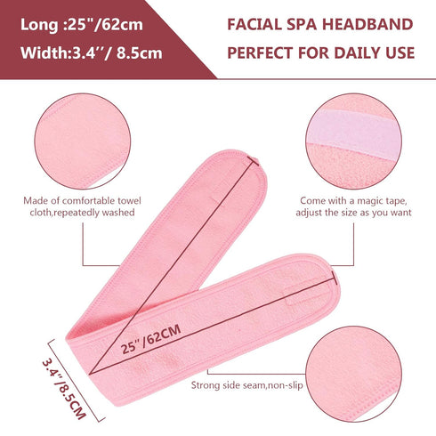 Whaline Spa Facial Headband Make Up Wrap, Terry Cloth Adjustable Towel Band for Face Washing, Shower Cover, 3 Pieces