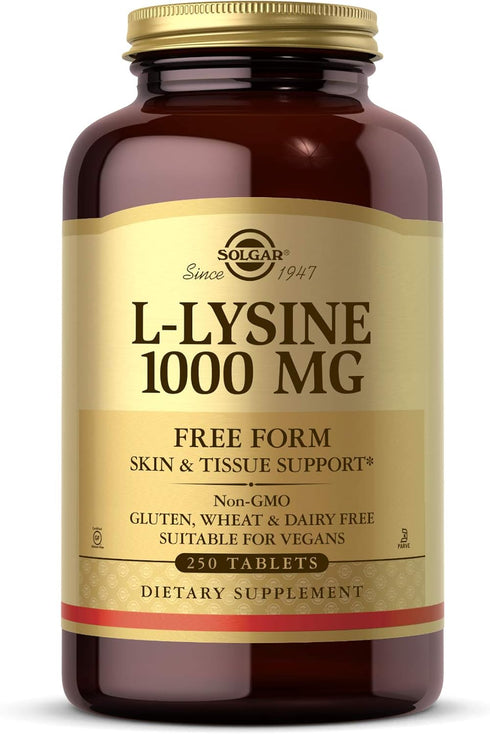 Solgar L-Lysine 1000 mg, 250 Tablets - Enhanced Absorption and Assimilation - Promotes Integrity of Skin and Lips -