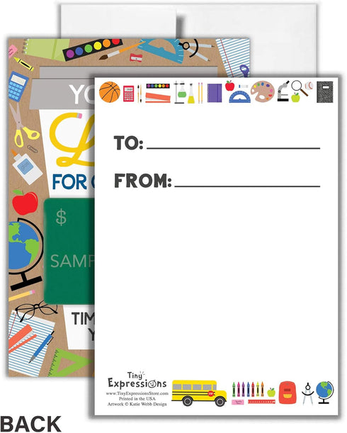 Tiny Expressions Teacher Appreciation Coffee Gift Card Holders, Set of 4 with Envelopes, School Themed