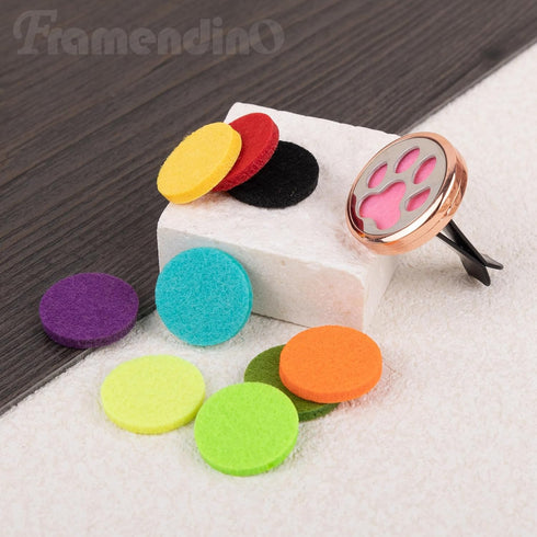 Framendino 1 Pack Dog Paw Print Essential Car Oil Diffuser - Aromatherapy Car AIR Freshener with 10 Felt Refill Pads