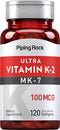 Piping Rock Vitamin K2 MK-7, 100 mcg, 120 Softgels, Non-GMO & Gluten Free Supplement