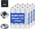 1.2V 600mAh Ni-MH AAA Rechargeable Batteries, Triple A for Outdoor Solar Lights, String Lights, 12 Pack