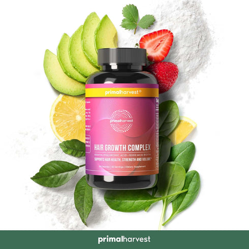 Primal Harvest Hair Growth Vitamins for Women & Men, 60 Pills, Natural Hair Thickening with Biotin & Zinc