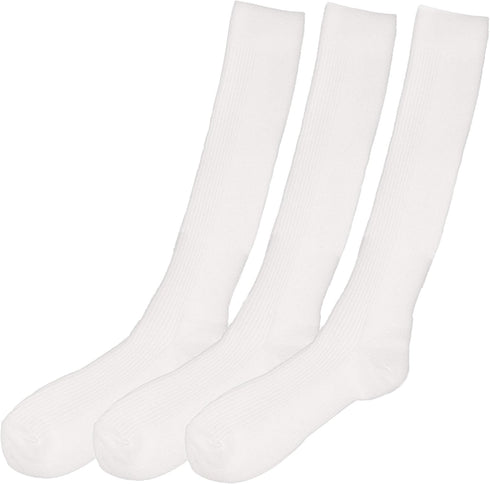Prestige Medical Long Nurse Compression Socks, White, 3 Count