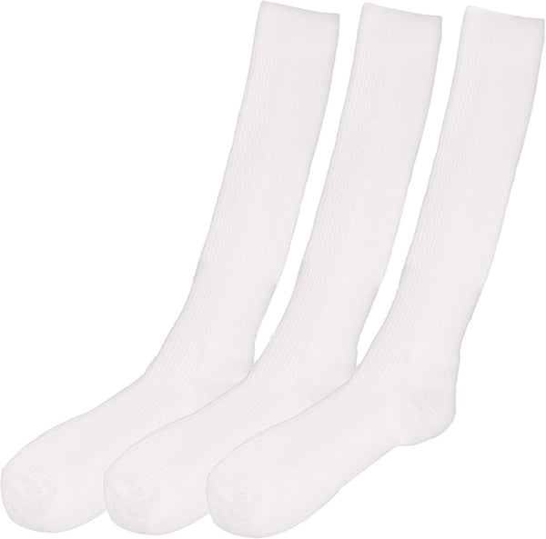 Prestige Medical Long Nurse Compression Socks, White, 3 Count