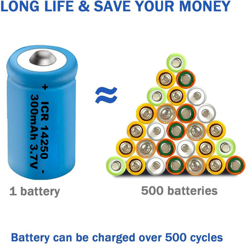 8 Pack Rechargeable 14250 Battery 3.7V, Lithium Batteries Can Replace 3.6 Volt LS 14250, ER14250, CR14250 for Laser