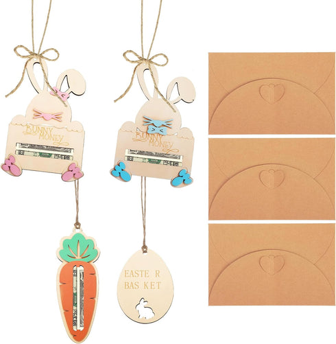 BOARDFEB Easter Money Holders Set of 3, Premium Wooden Gift Card Holders