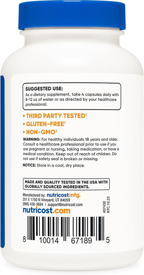 Nutricost Magnesium Citrate 420mg, 120 Veggie Capsules - Gluten Free, Non-GMO Supplement