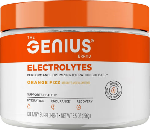 Genius Electrolytes Powder Drink Mix, Orange Fizz, 30 Servings, Natural Hydration Booster & Endurance Supplement