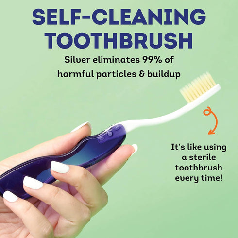 MOUTHWATCHERS Soft Flossing Folding Travel Toothbrush, Blue, Ultra Clean, Good for Sensitive Teeth and Gums, by Dr.