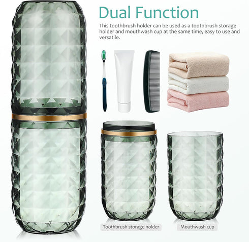 2PCS Travel Toothbrush Case, Portable Toothbrush Holder, Storage Container for Home, Bathroom, Trip, Green