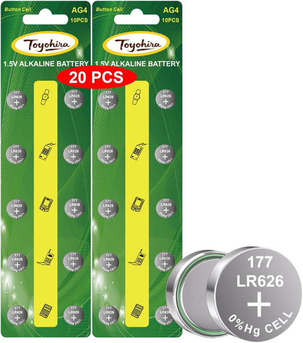 Toyohira SR626SW Battery 20 Pack, 377 AG4 LR626, 1.5V Watch Batteries - Long-Lasting