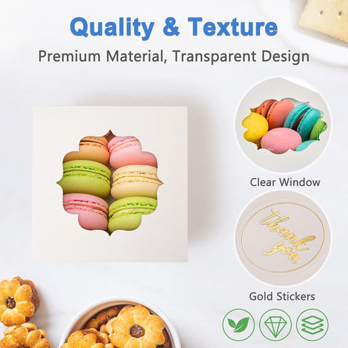 Shallive 4-Inch Small Cookie Boxes, 25 Pcs White Bakery Treat Boxes with Window for Gifting