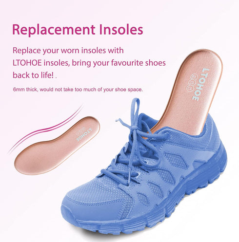 Memory Foam Insoles for Women, Replacement Shoe Inserts for Work Boot, Running Shoes, Comfort Inner Soles Pink US 7