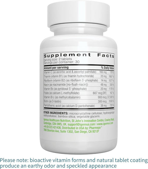 Super B-Complex – Methylated Sustained Release B Complex, 60 Small Tablets, Vegan, Lab Verified
