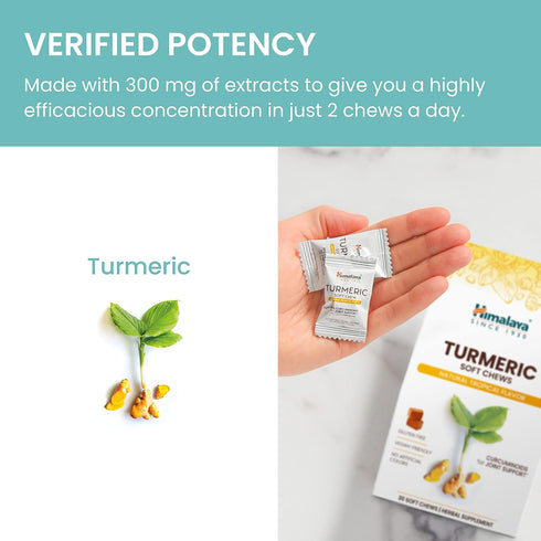 Himalaya Turmeric Chews with Curcumin for Healthy Joint Support, 300 mg Extracts per Serving, 30 Soft Chews