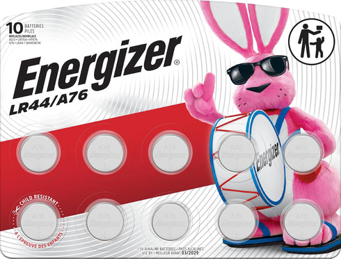 Energizer LR44 Batteries / A76 Batteries (10 Pack), 1.5V Miniature Alkaline Button