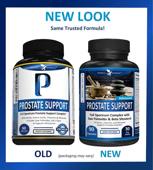 Potent Garden Prostate Support, 33 Herbs Including Beta Sitosterol, Pygeum, Saw Palmetto for Men, 90 Caps