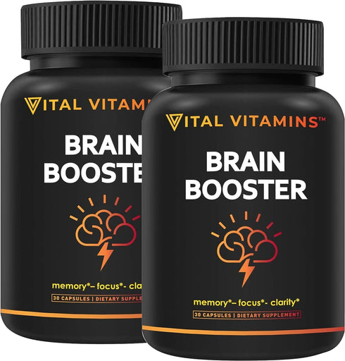 Vital Vitamins Brain Supplements - Memory and Focus Support (2 Pack) with Vitamin B12, Ginkgo Biloba, DMAE