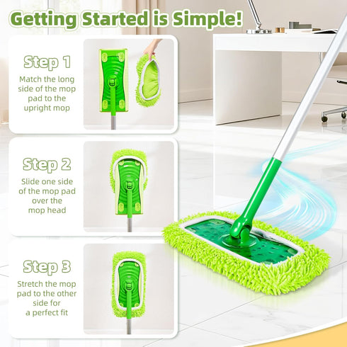 Reusable Microfiber Pads Compatible with Sweeper Mop, Washable Wet Pads Refill & Highly Absorbent Dry Sweeping Cloths