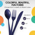 Heavy Duty Navy Plastic Forks, 50 Pcs Disposable Cutlery, Navy Plastic Silverware, Navy Disposable Flatware