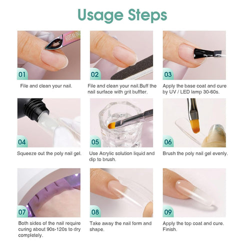 ROSALIND 2 oz Clear Poly Nail Gel, Professional Nail Extension Gel for Long Lasting DIY & Salon Nails, Quick Dry UV/LED