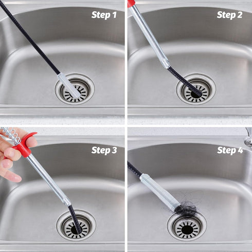 61 Inch Flexible Grabber Claw Pick Up Tool with 4 Bendable Claws for Sink Drain Clog Removal