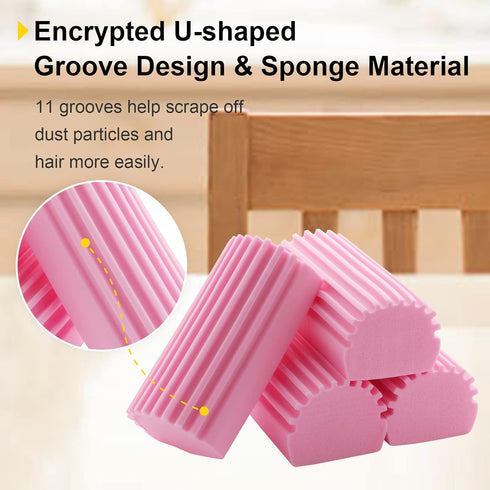 4-Pack Damp Clean Duster Sponge, Sponge Cleaning Brush, Duster for Cleaning Blinds, Glass, Baseboards, Vents, Railings, Mirrors, Window Track Grooves and Faucets Pink Non-Scratch Sponges by Jeymei
