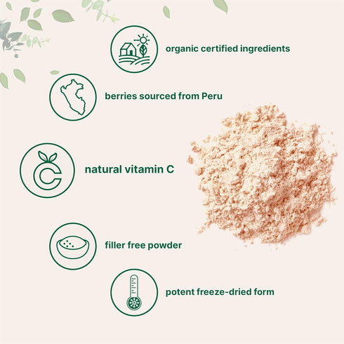 Organic Camu Camu Powder, 12 oz | High Natural Vitamin C Level | Fresh Freeze-Dried Berries Source | Vegan Friendly, No