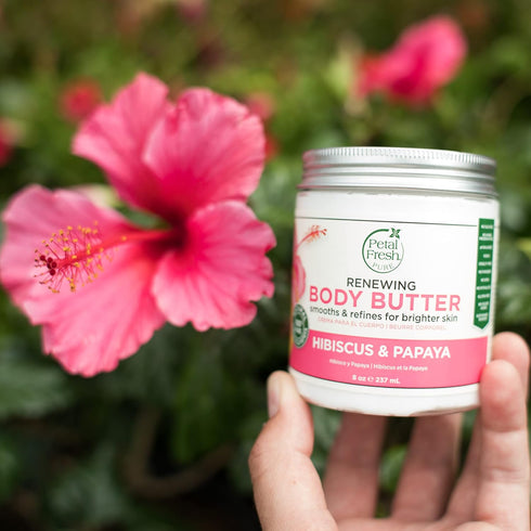 Petal Fresh Pure Renewing Hibiscus & Papaya Body Butter - 8oz Organic Coconut Oil, Argan Oil, Shea Butter