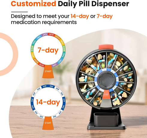 Odaro Extra Large Weekly Pill Organizer - Convenient Medication Storage