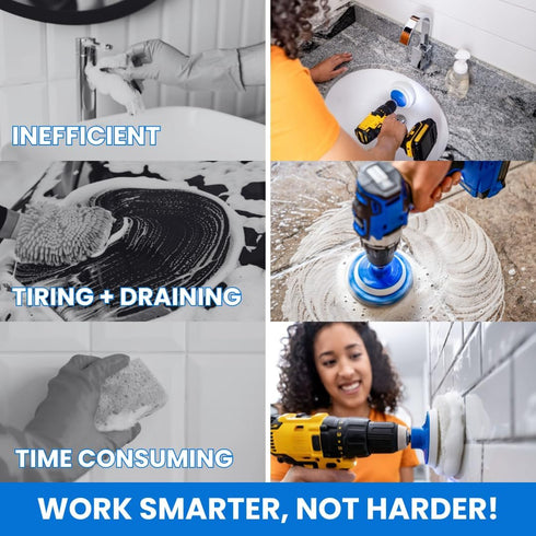 7 Pack Multi-Purpose Drill Brush Kit for Cleaning Bathrooms, Showers, Tubs, Tile, Floors, Sinks, Toilets