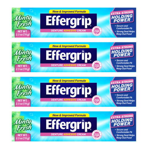 Denture Adhesive Cream, Extra Strong Holding Power, 2.5 oz, Pack of 4